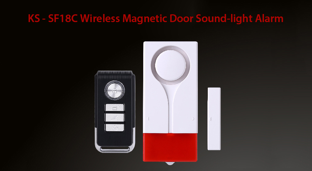 KS - SF18C Wireless Magnetic Door Sound-light Alarm Remote Control Indoor Security Sensor  - White