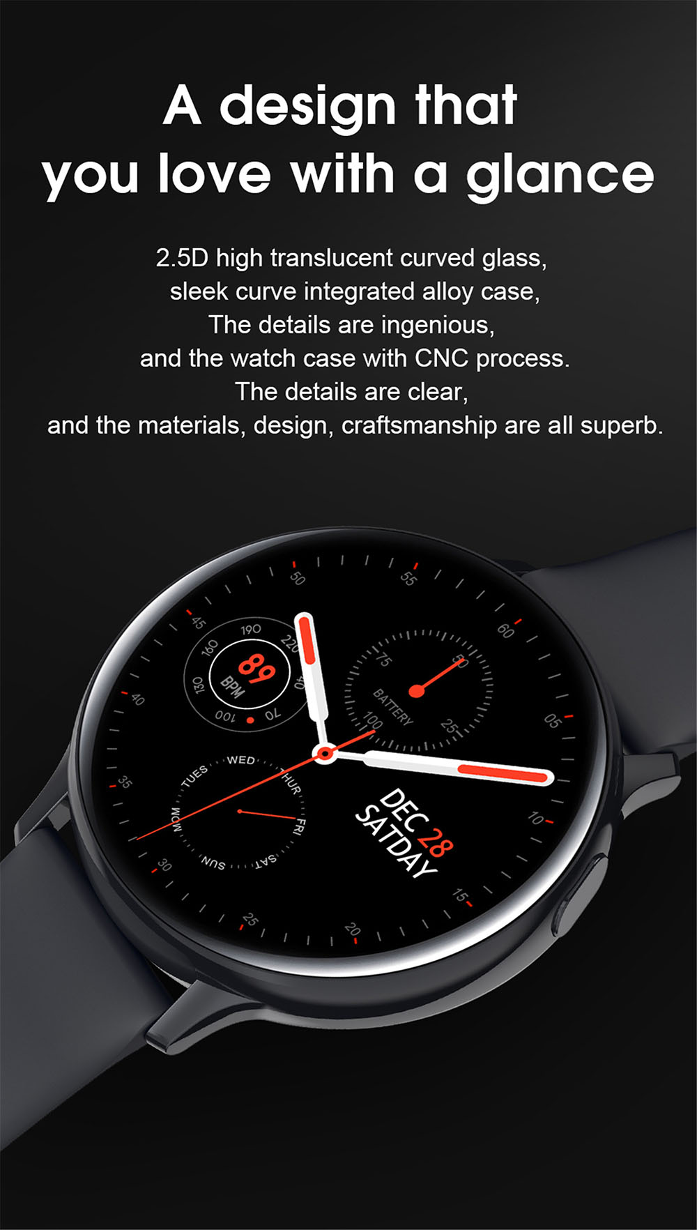 S30 Smart Watch - Black Silicone Band