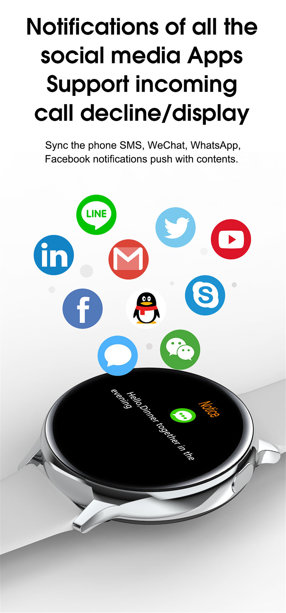 S30 Smart Watch - Black Silicone Band