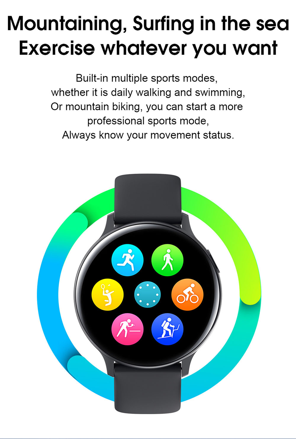 S30 Smart Watch - Black Silicone Band